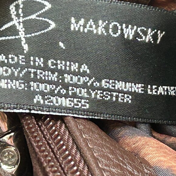 B. Makowsky Women's Leather Durango Shoulder Handbag KB8 Brown/Silver A201654 - Picture 12 of 14